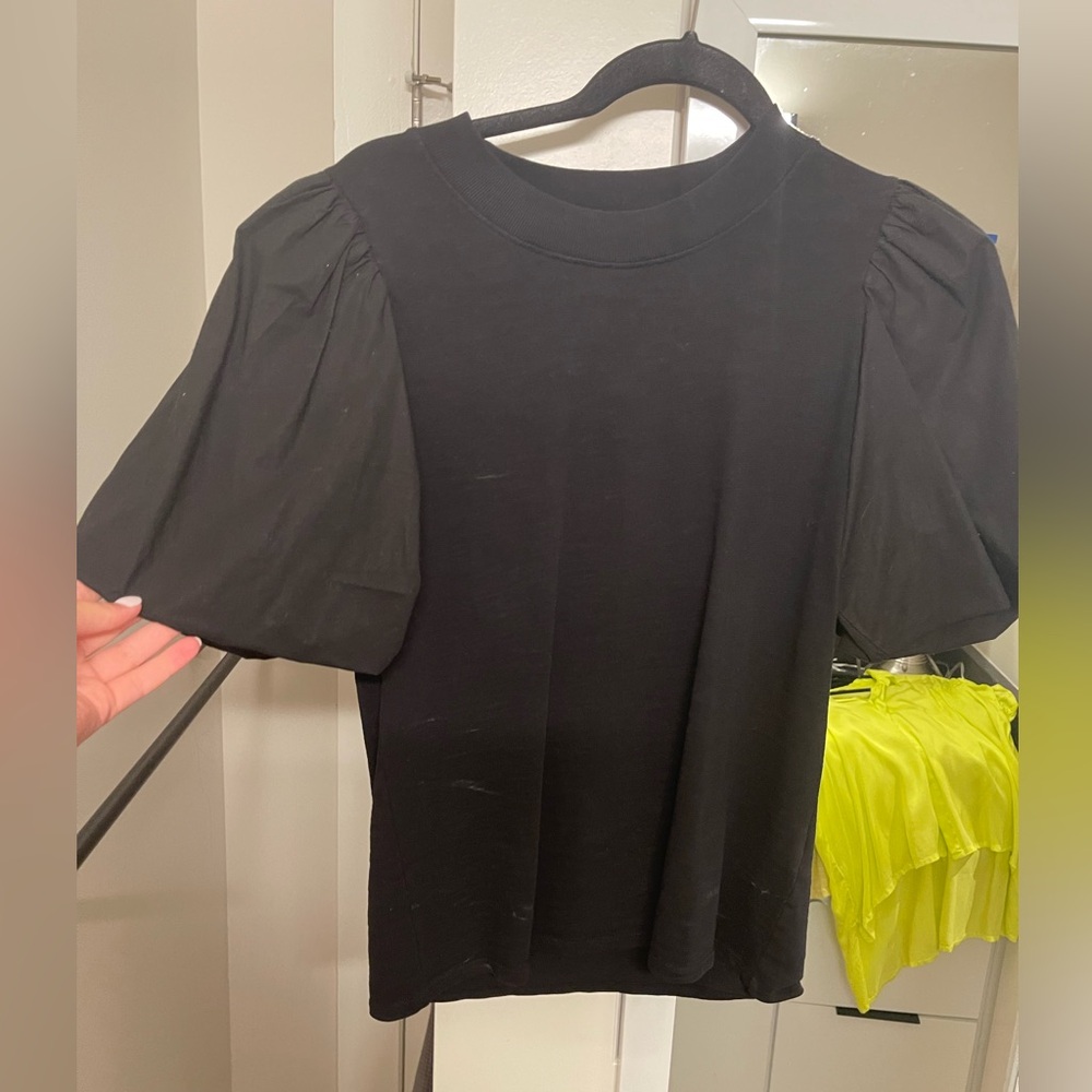 Nation Black puff sleeve top- S